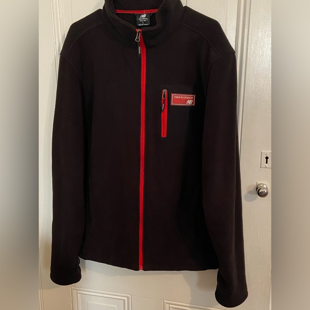 New Balance Men's Black Fleece Jacket with Red Trim